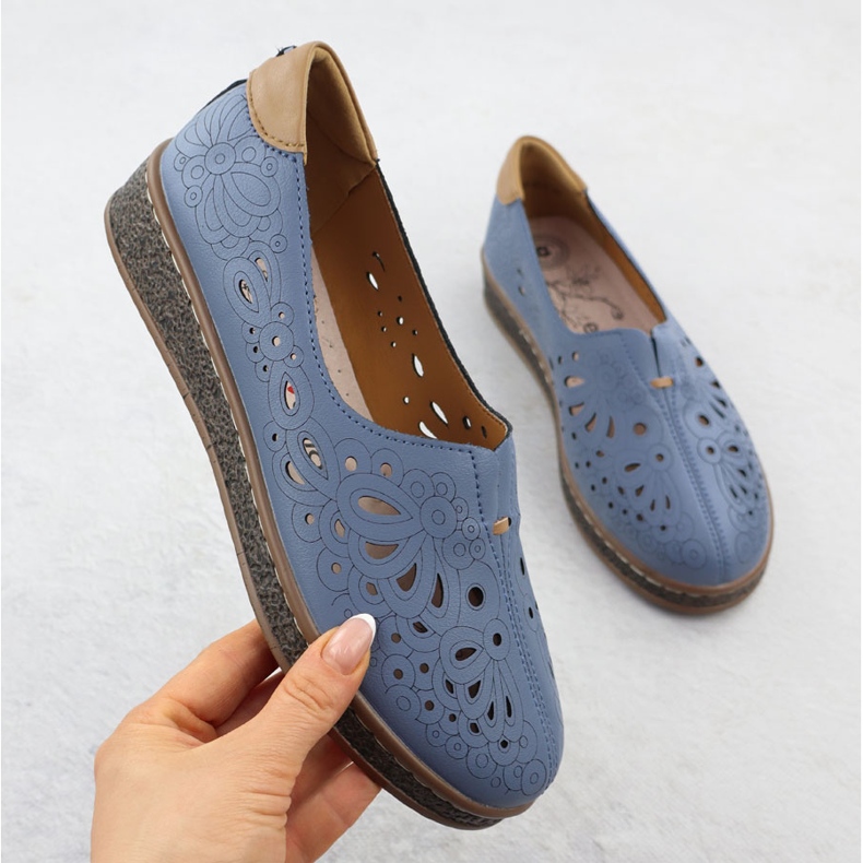 Evento Pantofi pentru piele pentru femei deschise pe o înălțime albastru albastru 7007 1