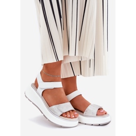 S.Barski Platforma de sandale din piele pentru femei și Velcro Wedges S. Barski LR51-543 Silver argint 1