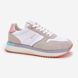 Adidaje din piele de căprioară pentru femei Big Star RR274A047 Hi-Polish Beige-White-White bej 1