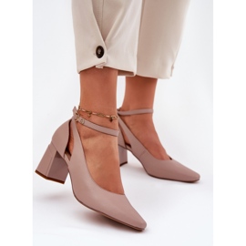 Pompe din piele pe post Maciejka K6816-04 Beige bej 2