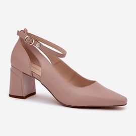 Pompe din piele pe post Maciejka K6816-04 Beige bej 4