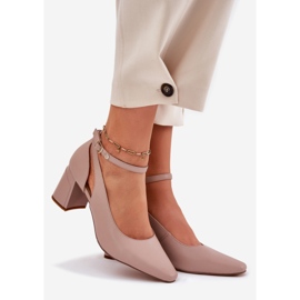Pompe din piele pe post Maciejka K6816-04 Beige bej 1