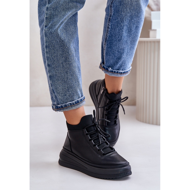 Pantofi sport ușori din piele pe platforma Artiker 55C1041 Negru 1 Pantofi sport ușori din piele pe platforma Artiker 55C1041 Negru 1