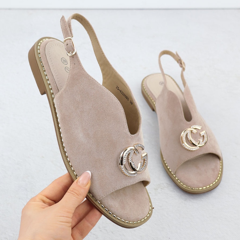 Sandale pentru femei construite cu decorare bej 43329 Potocki 1