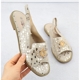 S.Barski Sandale din piele pentru femei Złote S. Barski KV51-096 de aur 1