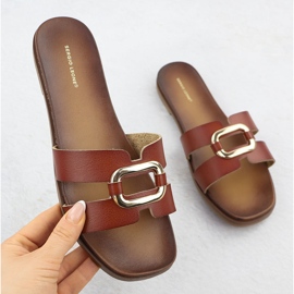 Papuci pentru femei cu decorare Brown Sergio Leone SK077H maro 1