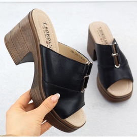 FLIP-uri din piele feminină pe Black T.Sokolski L25-13 Post negru 1