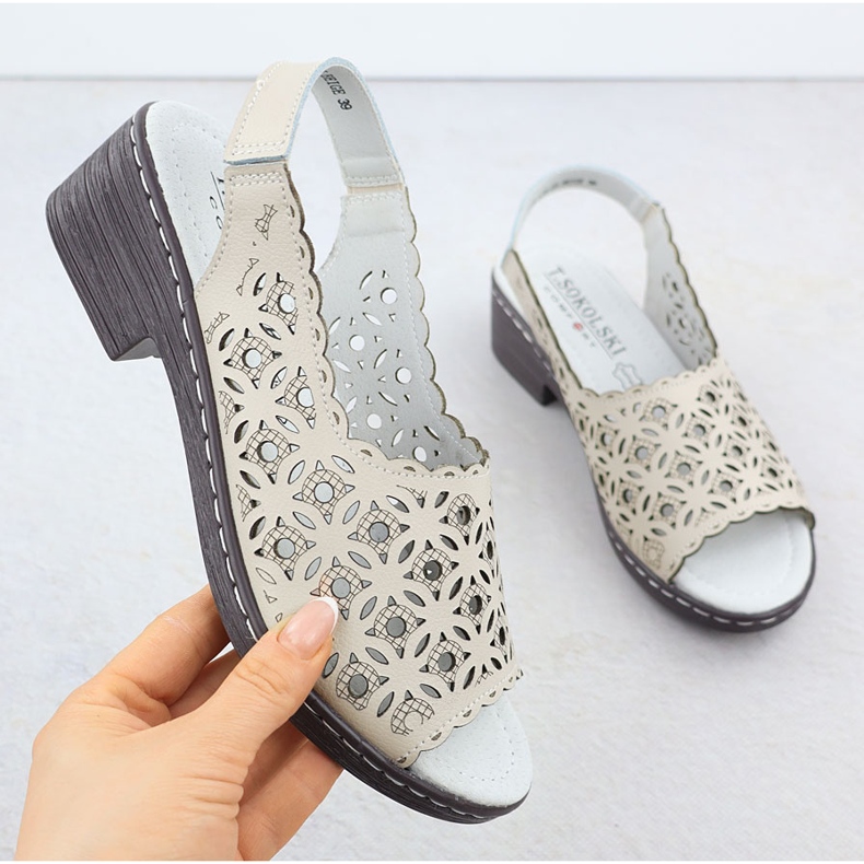 Sandale de piele pentru femei deschise pe pad Beige T.Sokolski L25-25 bej 1 Sandale de piele pentru femei deschise pe pad Beige T.Sokolski L25-25 bej 1