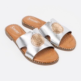 Seastar Flip -flops de argint cu un decor de aur 2