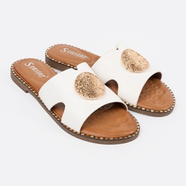 Seastar Flip -flops alb cu un decor auriu 3