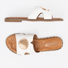 Seastar Flip -flops alb cu un decor auriu 2