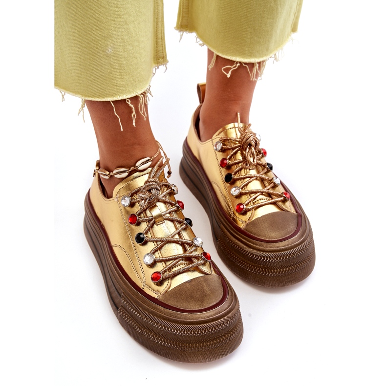 Pantofi de damă cu platformă GOE NN2N4055 Aur de aur 4