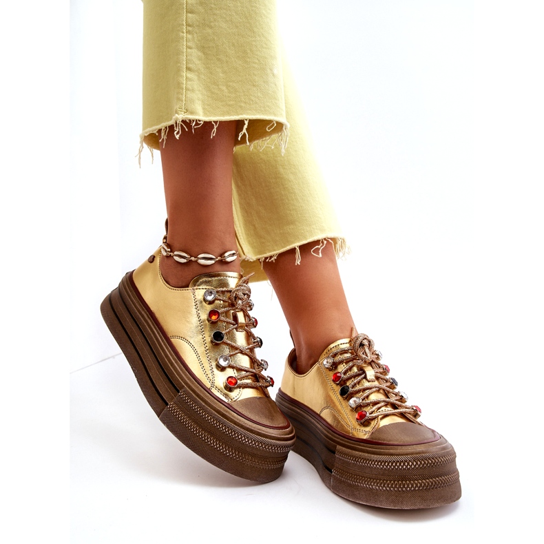 Pantofi de damă cu platformă GOE NN2N4055 Aur de aur 1