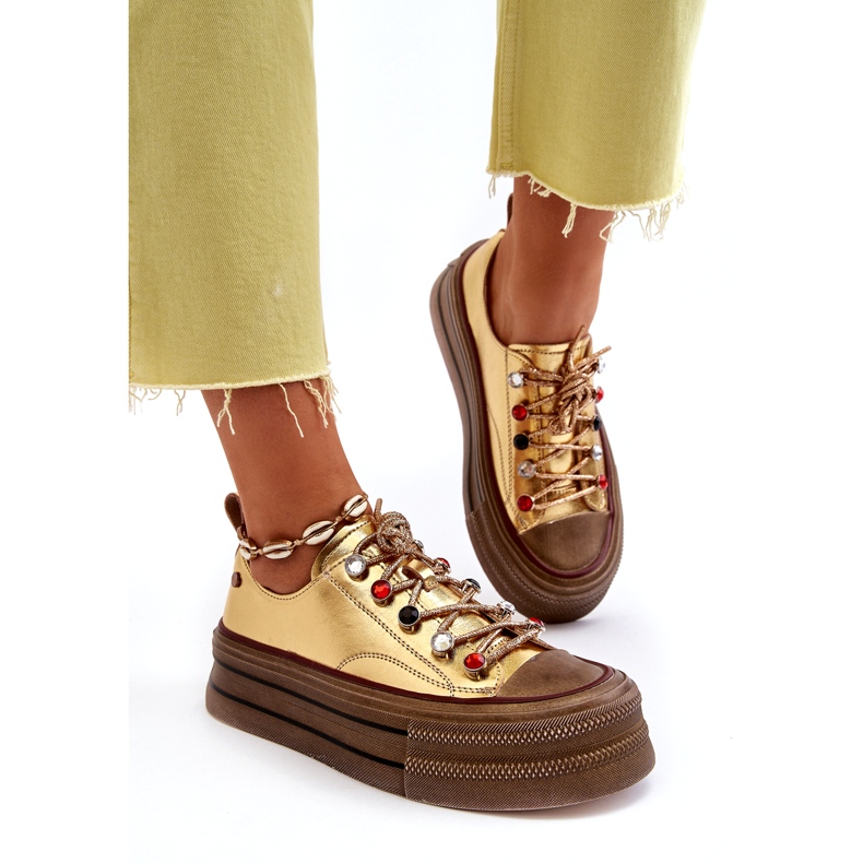 Pantofi de damă cu platformă GOE NN2N4055 Aur de aur 3