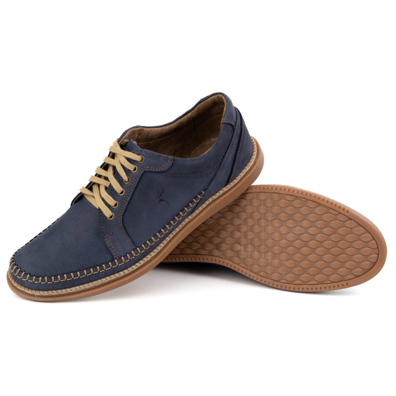 Antex Pantofi pentru bărbați din piele Model casual 313GT Blue Navy albastru 2