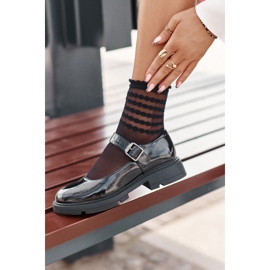 Pantofi pentru femei lăcuiți cu centură Vinceza Neagră 62179 negru 4