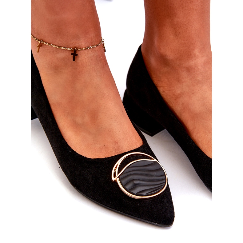 Pompe de femei cu toc scăzut pentru femei cu eco-eco-s.barski KV27-037 Negru 4