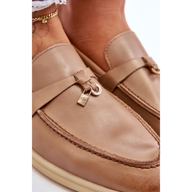 Mocasini de dama din piele bej 5