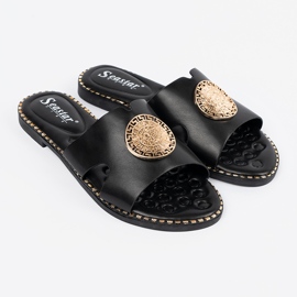 Seastar Flip -flops negru cu un decor auriu 1