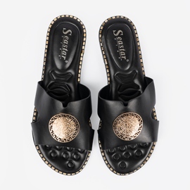 Seastar Flip -flops negru cu un decor auriu 2