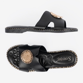 Seastar Flip -flops negru cu un decor auriu 3