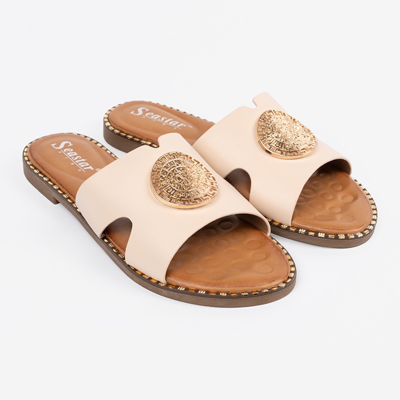 Seastar Flaps -uri ușoare cu un decor de aur bej 1