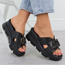 Papuci pentru femei pe pană Black Vinceza 58464 negru 1 Papuci pentru femei pe pană Black Vinceza 58464 negru 1