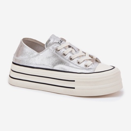 Adidaje din piele pentru femei pe platforma de argint GOE RR2N4108 4
