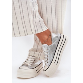Adidaje din piele pentru femei pe platforma de argint GOE RR2N4108 3