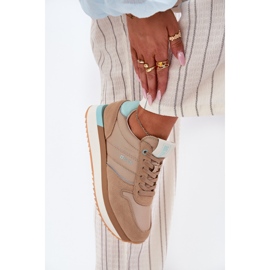 Adidaje pentru femei din piele de căprioară Big Star RR274A048 Sistem Hi-Poly Dark-Tone bej 2