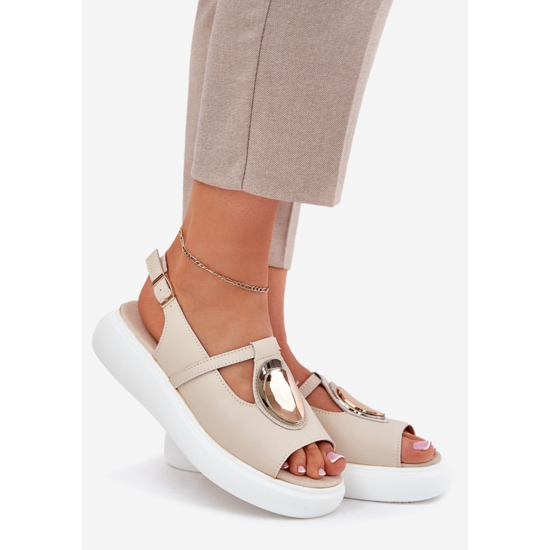 Sandale pentru femei elegante din piele S.Barski GR51-603 Beige bej 1