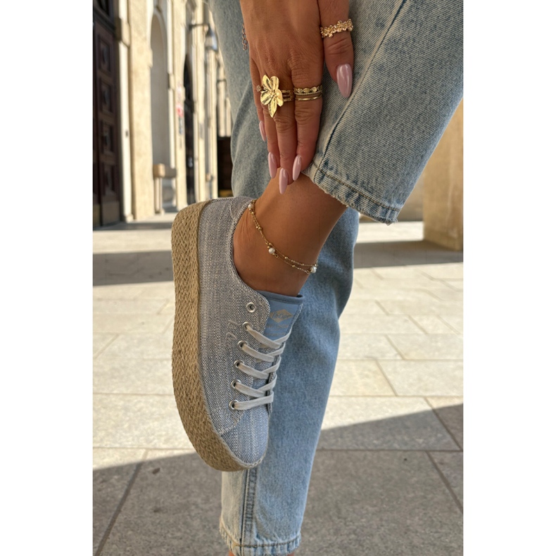 Adidași pentru femei pe platformă cu Lee Cooper LCW-25-02-3283 Blue Braid albastru 2