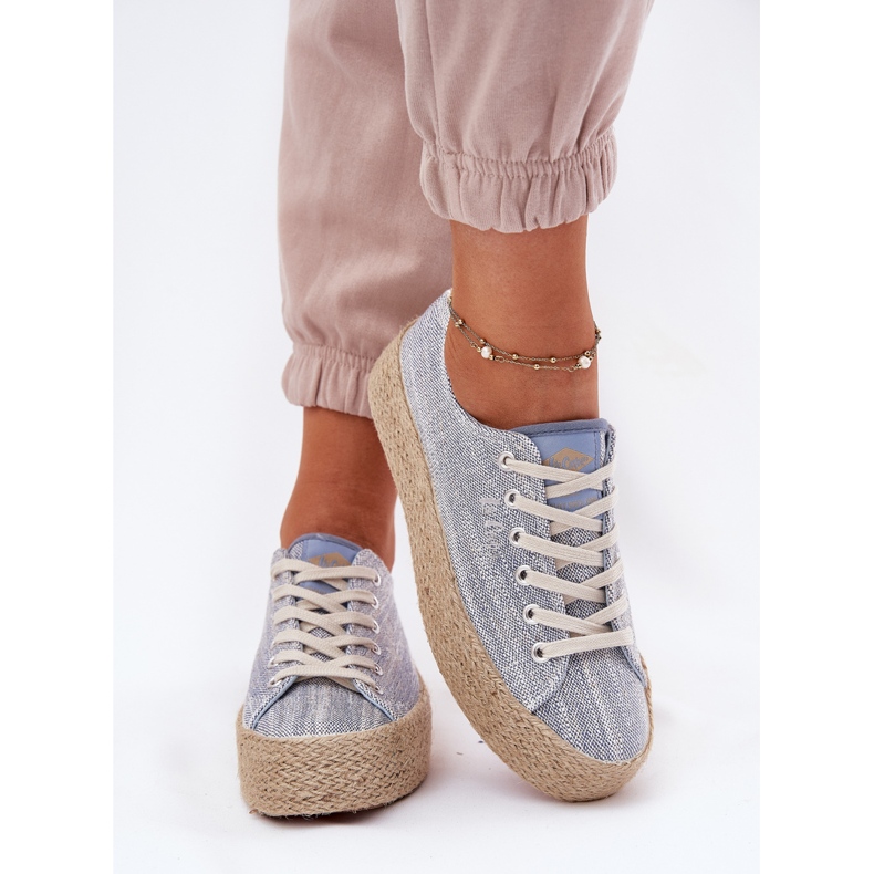 Adidași pentru femei pe platformă cu Lee Cooper LCW-25-02-3283 Blue Braid albastru 1