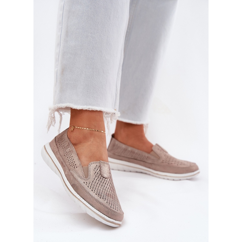 EVento Zlota OpenWork Openwork Loafers de aur 1