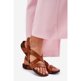 Sandale din piele plată Zazoo 40032 maro pentru femei 1 Sandale din piele plată Zazoo 40032 maro pentru femei 1