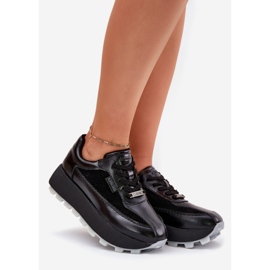 Adidaje din piele pentru femei pe Big Star RR274873 Hi-Polish System Platforma neagră negru 1