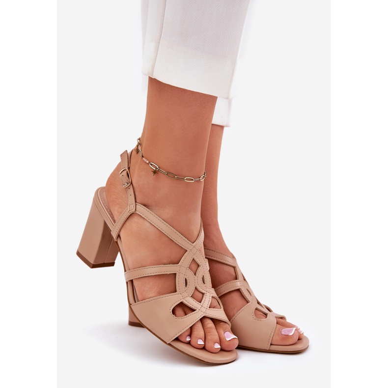 Călcâie pentru femei cu Sergio Leone SK884 Bege bej 1