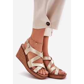 Sandale pentru femei pe Wedge Sergio Leone SK223 Gold de aur 1