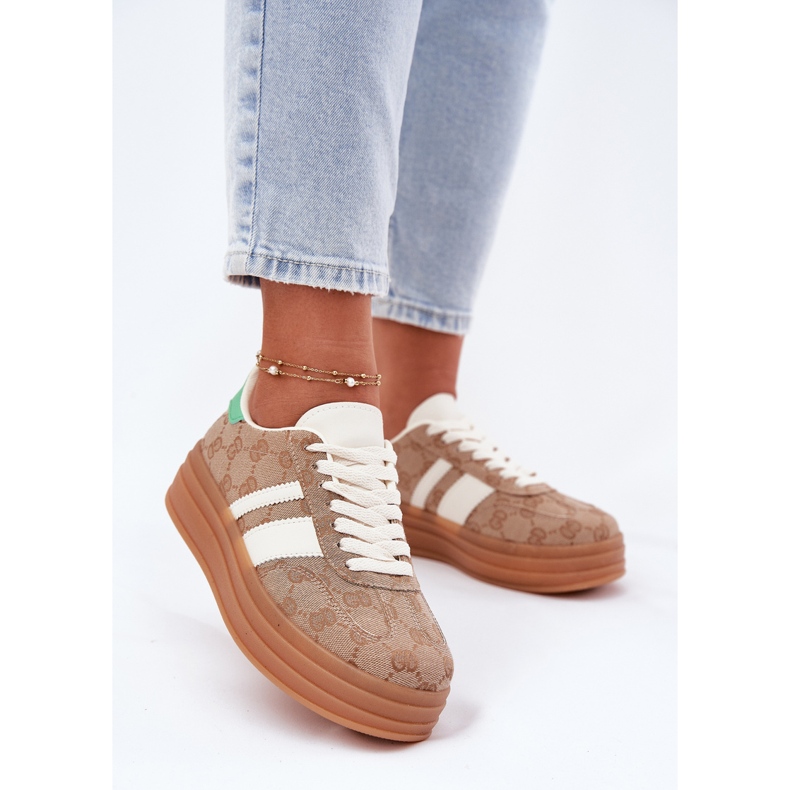 Adidași mici pe platforma Kaki bej 2