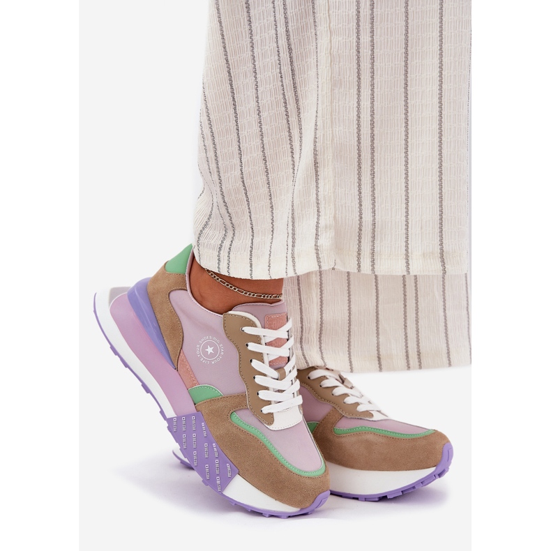 Adidaje pentru femei din piele de căprioară pe Big Star RR274815 Platforma de sistem roz Hi-Polish 1