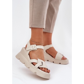 Sandale din piele pentru femei pentru Antic Artiker 54C1624 Beige bej 2