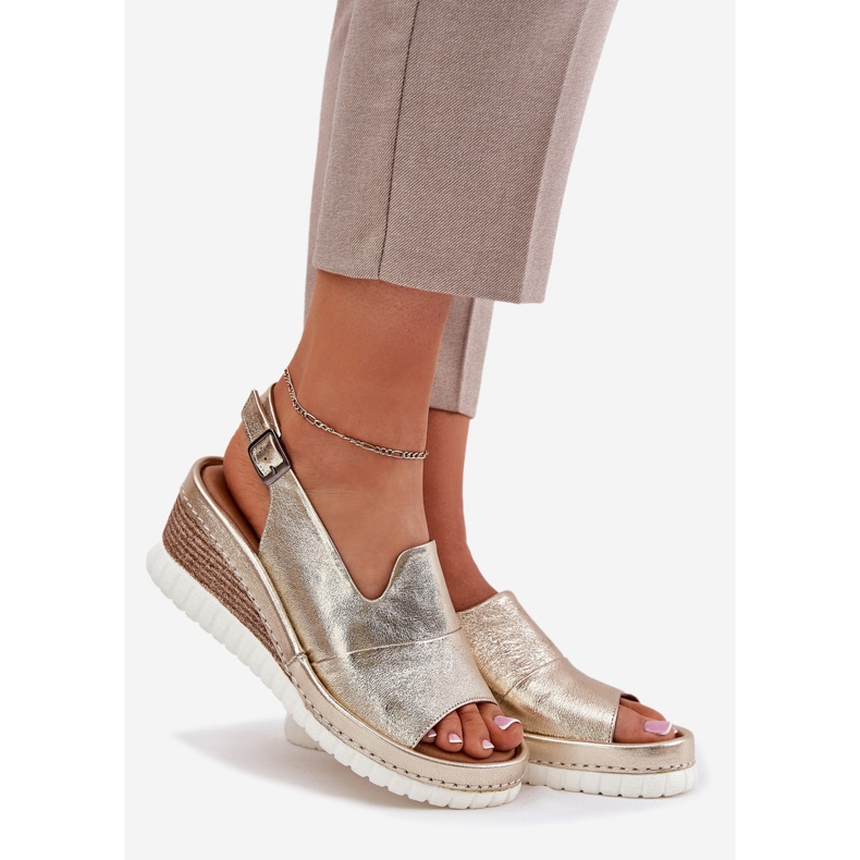 ARTIKER Sandale din piele pentru femei pentru un artiști cu pană 56C0920 Aur de aur 1