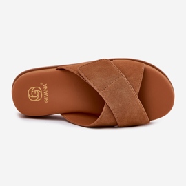 Flip -flops pentru femei pe platformă cu dungi care se împletesc maro 2