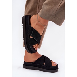 Flip -flops pentru femei pe platformă cu dungi negre negru 5