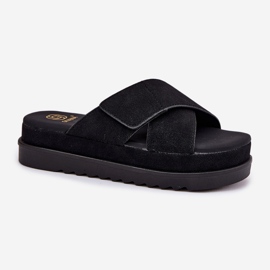 Flip -flops pentru femei pe platformă cu dungi negre negru 4