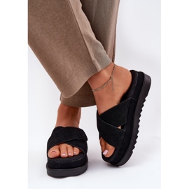 Flip -flops pentru femei pe platformă cu dungi negre negru 3