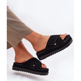 Flip -flops pentru femei pe platformă cu dungi negre negru 6