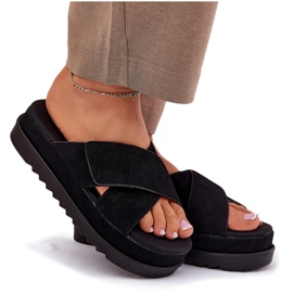 Flip -flops pentru femei pe platformă cu dungi negre negru 8