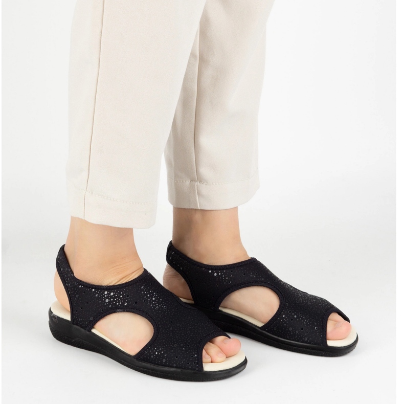 Vriston Pantofi pentru femei sandale flexibile comfoot emma negru lucios 2