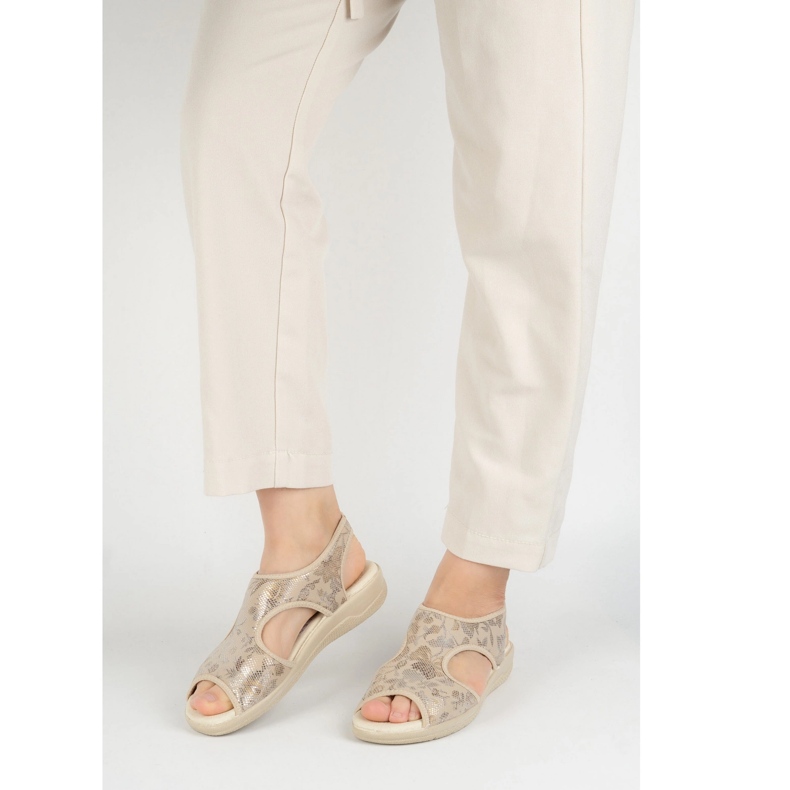 Vriston Pantofi pentru femei sandale flexibile comfoot emma bej strălucitor fără 1